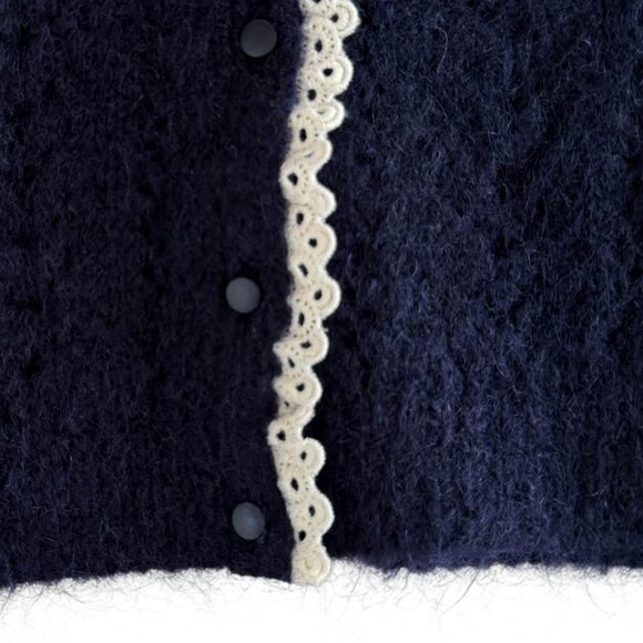 Sezane Blue Cardigan with White Trim - Picture 7 of 8